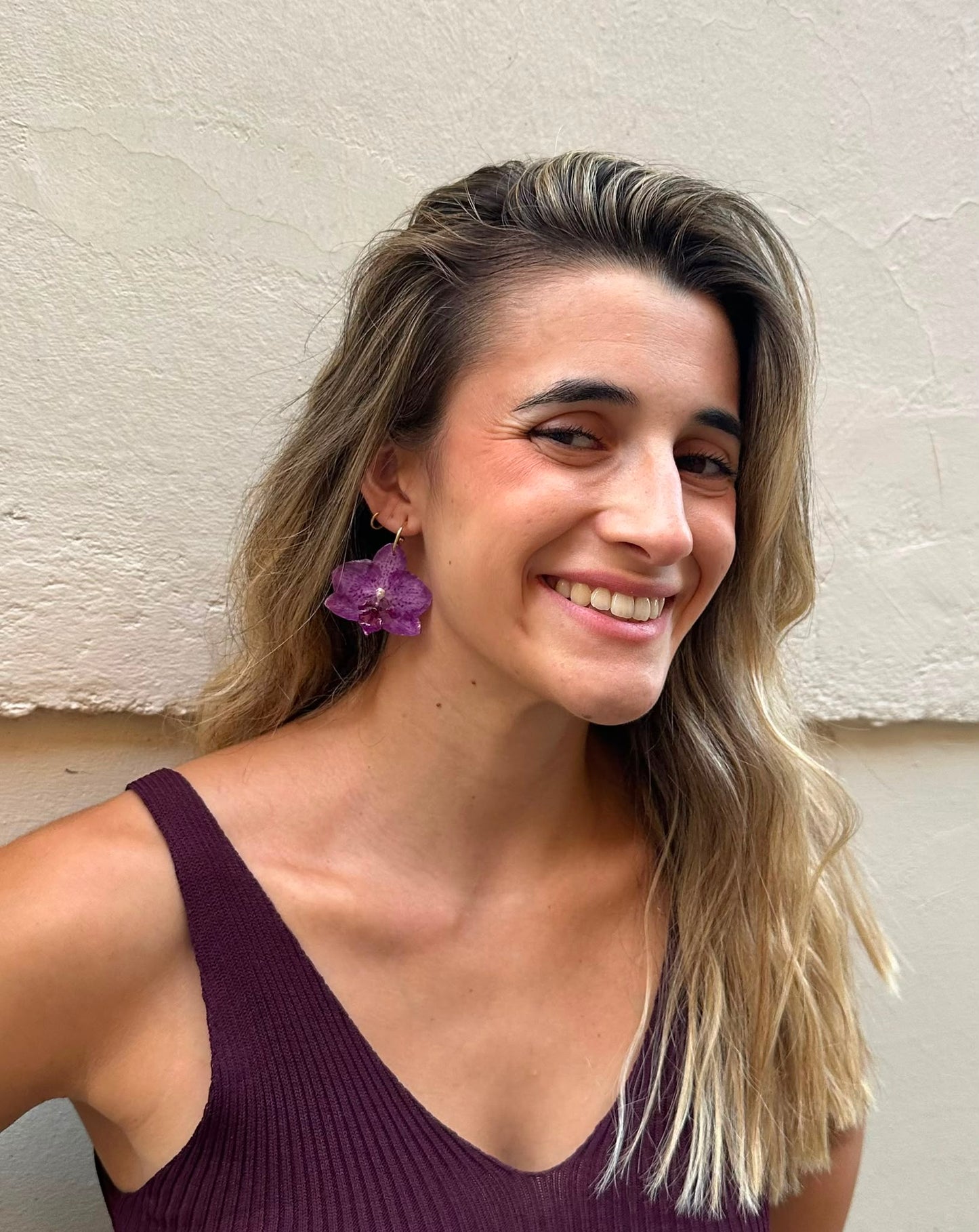 ¨Colección OKIDI¨ Pendientes orquídea color morado