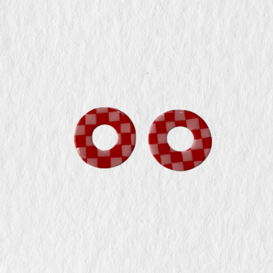 BURU cuadrados rojo y rosa esmaltado