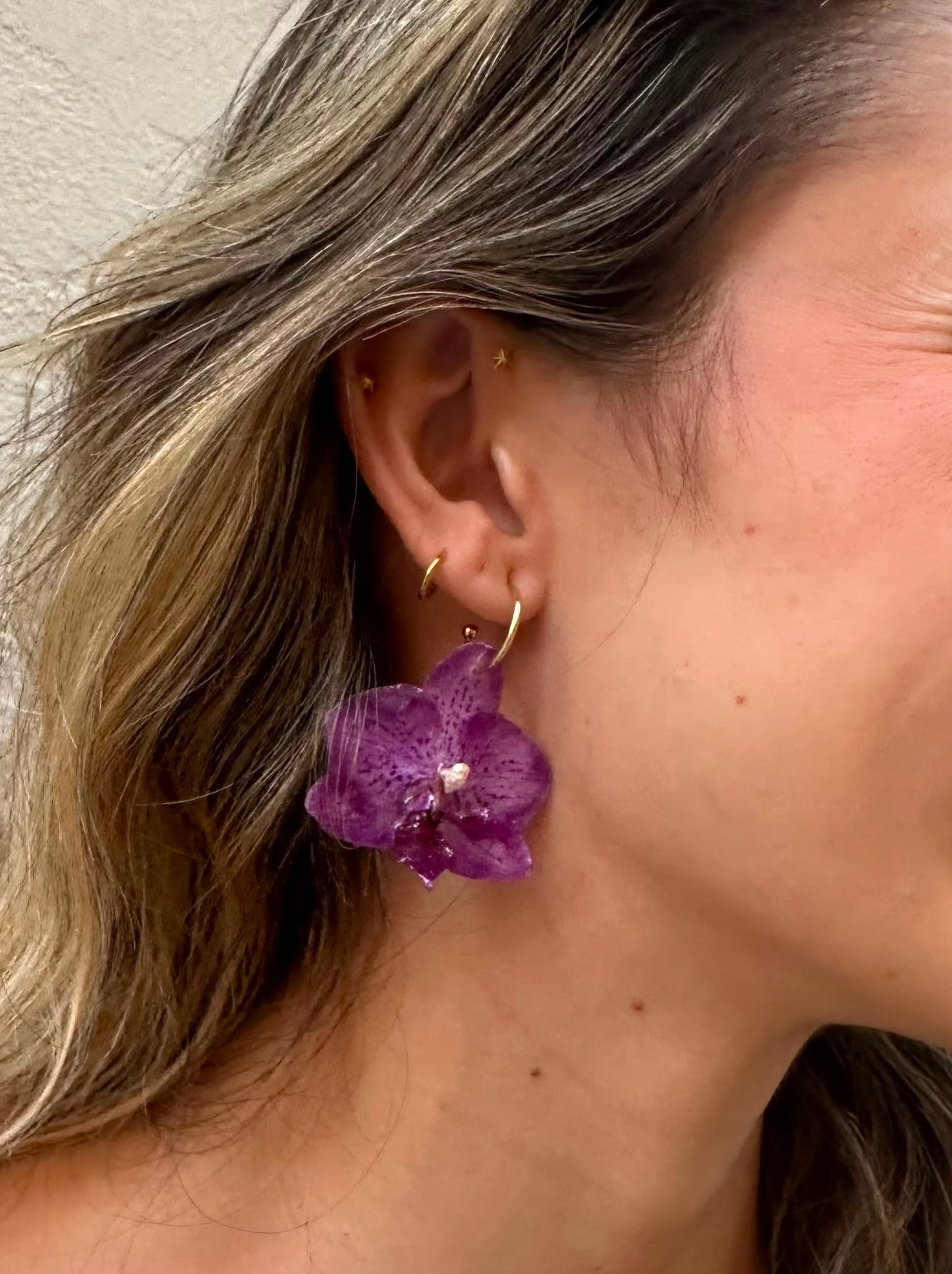 ¨Colección OKIDI¨ Pendientes orquídea color morado