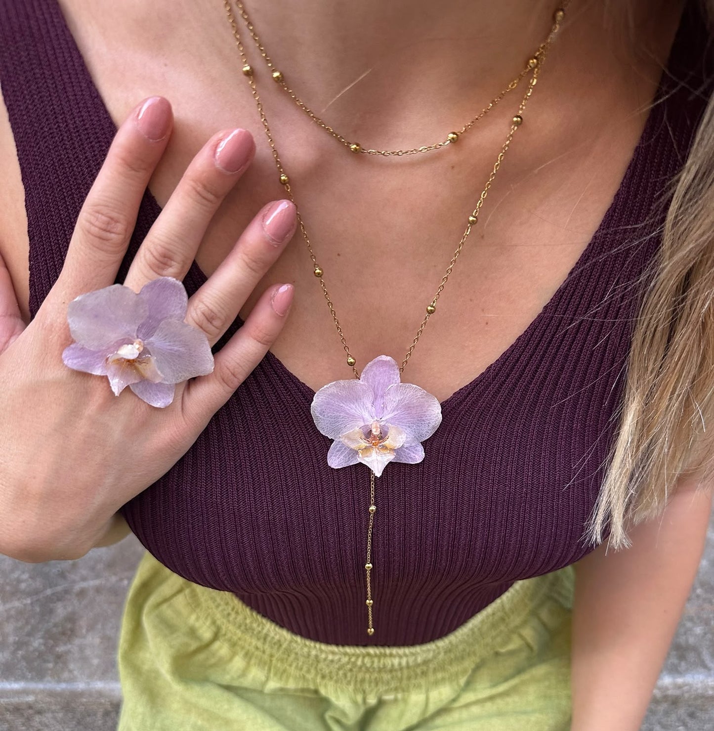 ¨Colección OKIDI¨ Anillo orquídea color lila